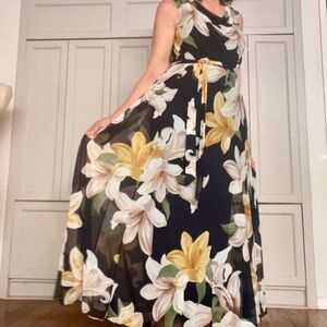 Large Floral Prints Maxi Dress - Size 4